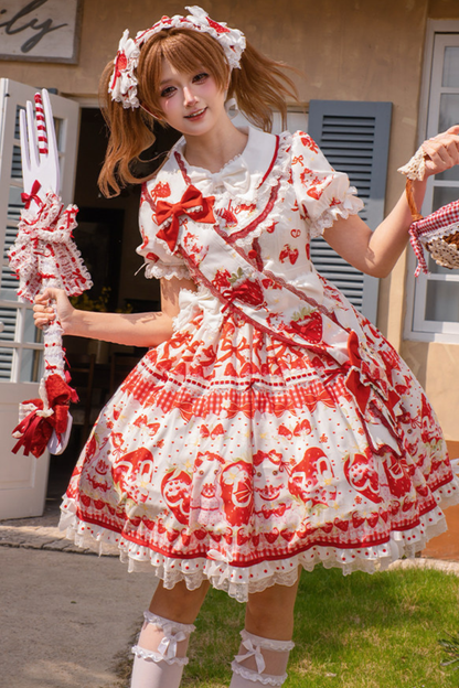 Red Berry Lolita Dress + Ribbon + Headband