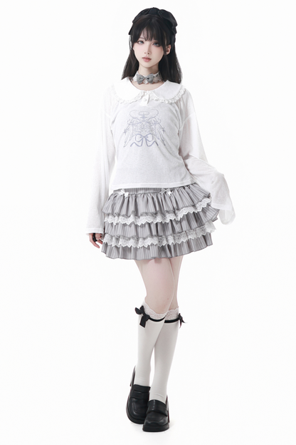 Smock Suspender + Doll Collar Top + Tiered Skirt