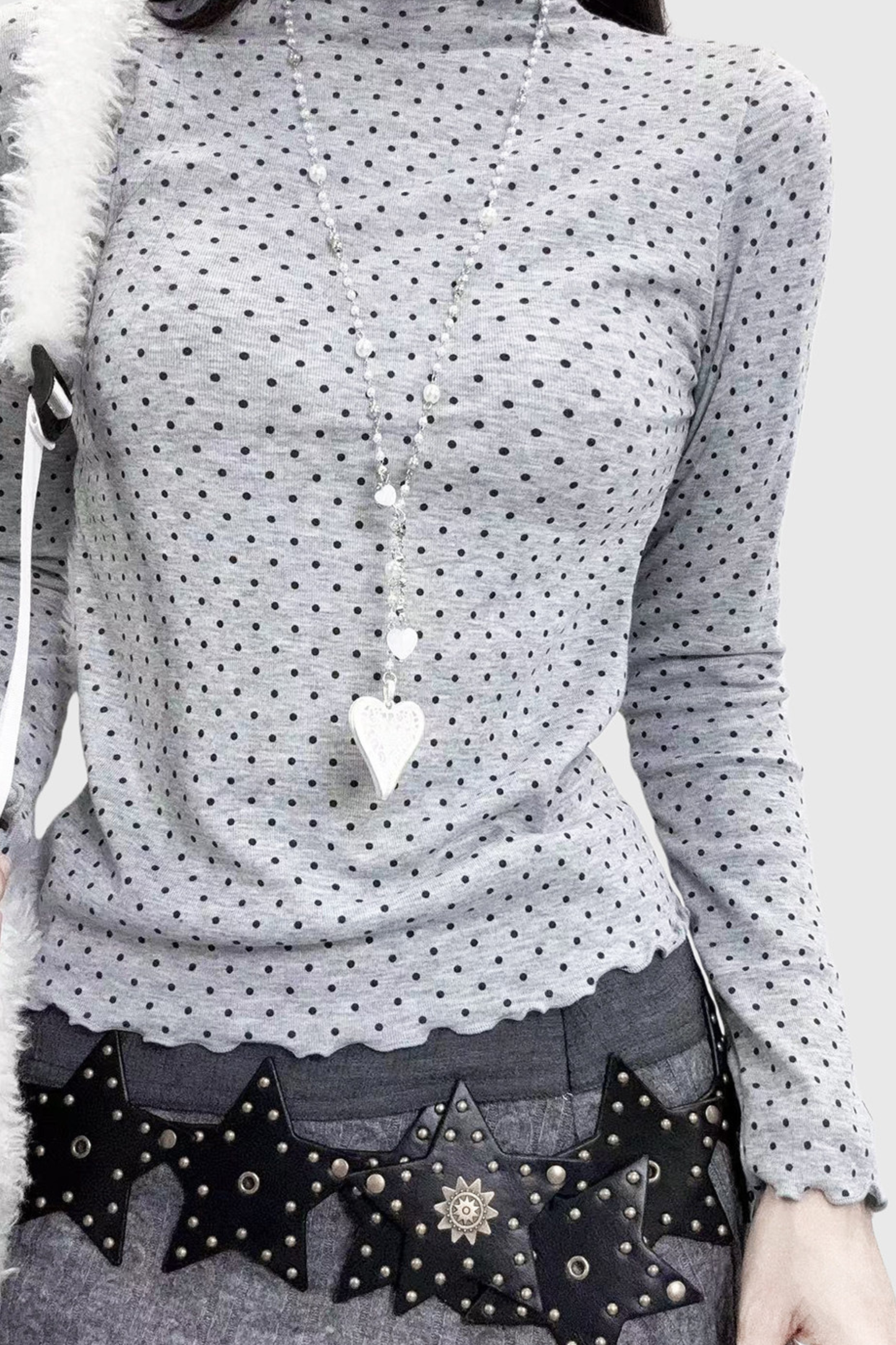 Polka Dot High Neck Top