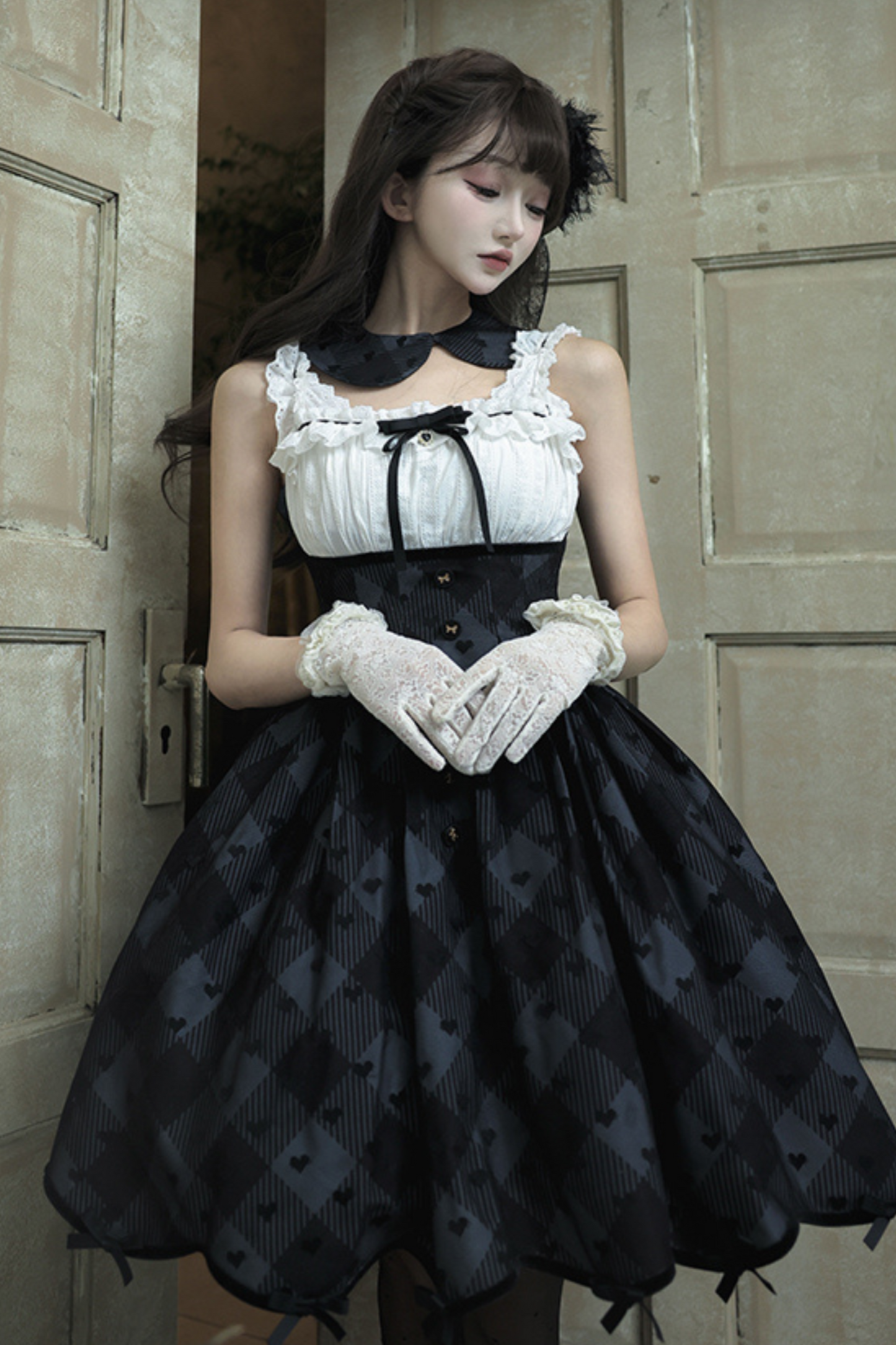 Silent Black Lady Lolita Princess Jumperskirt + Cropped Top