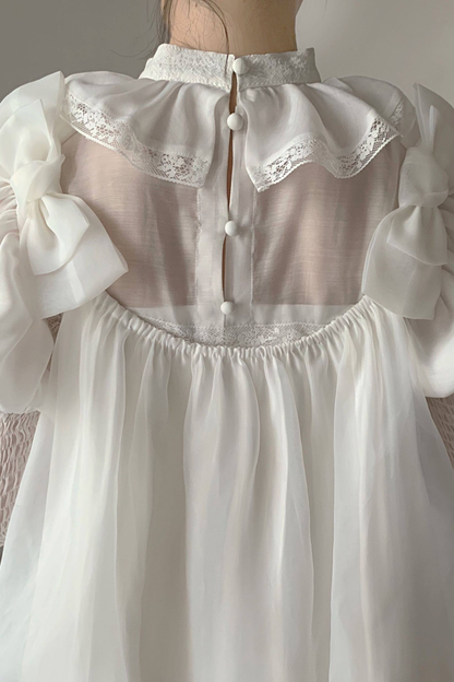 Silk Cotton Ruffle Collar Blouse + Sleeves