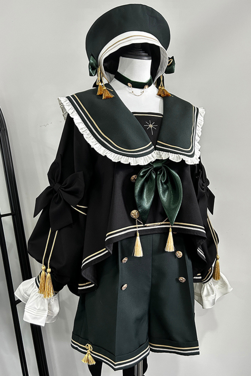 Night Servant Bird Sailor Top + Jacket + Short Pants + Beret + Choker