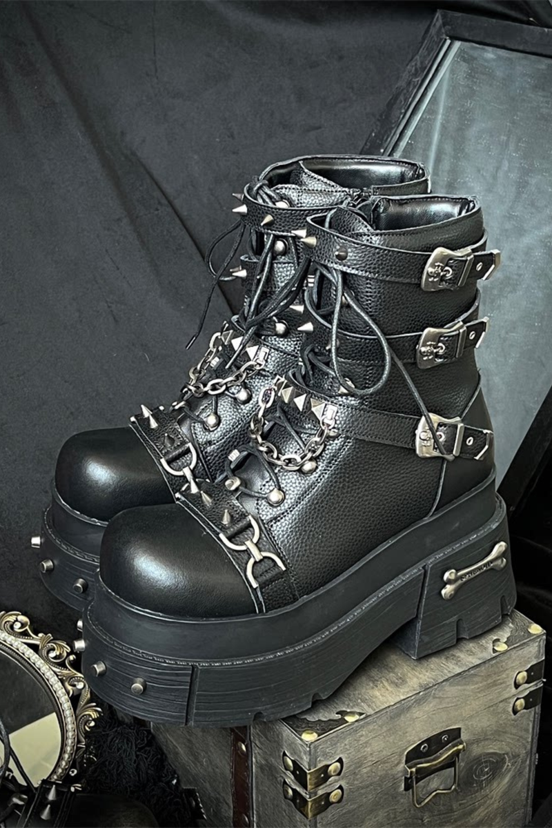 Leather Punk Platform Boots