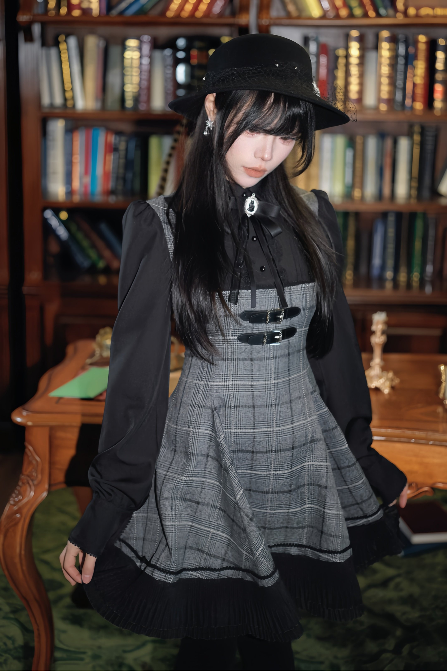 Plaid Belt Flare Dress