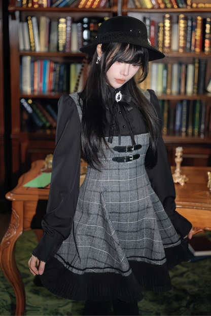 Plaid Belt Flare Dress