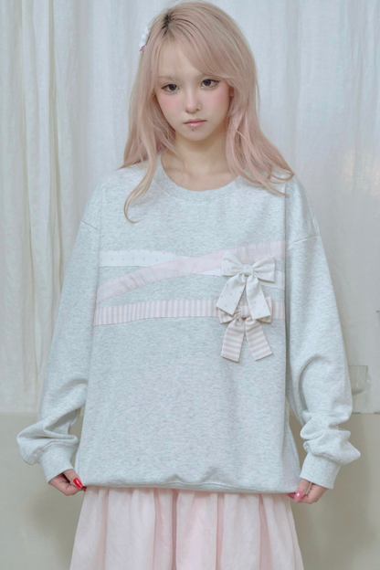 Ribbon Pullover Sweatshirt