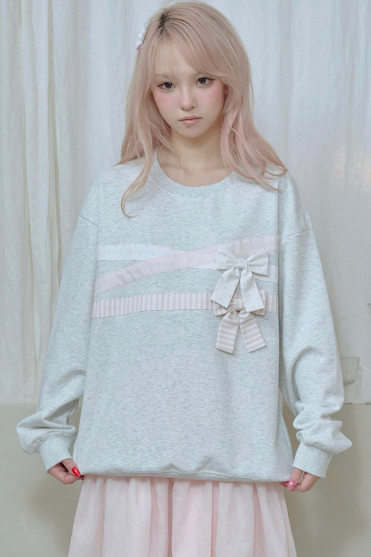 Ribbon Pullover Sweatshirt