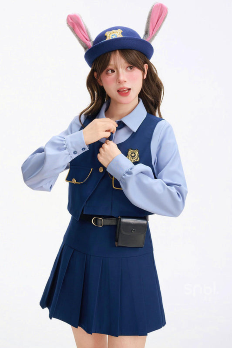 Bunny Police Shirt + Skirt + Vest