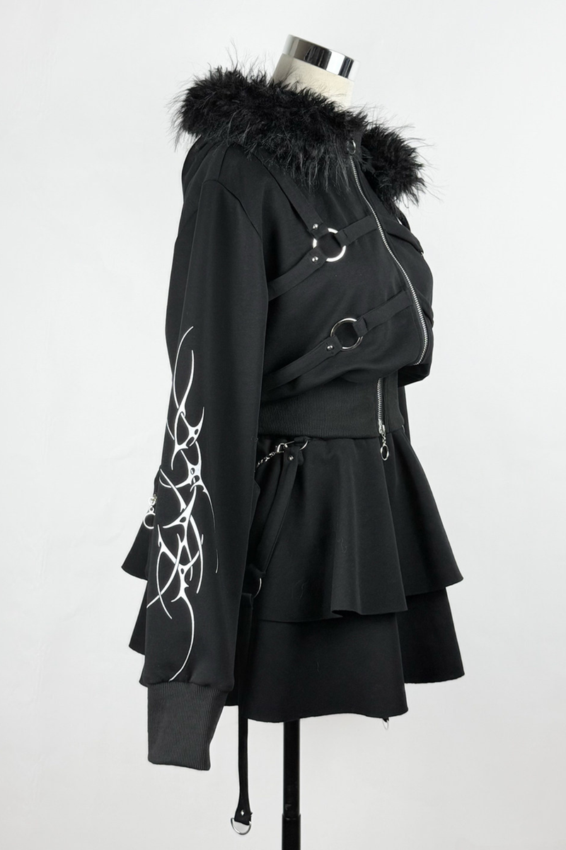 Gothic Print Jacket + Skirt