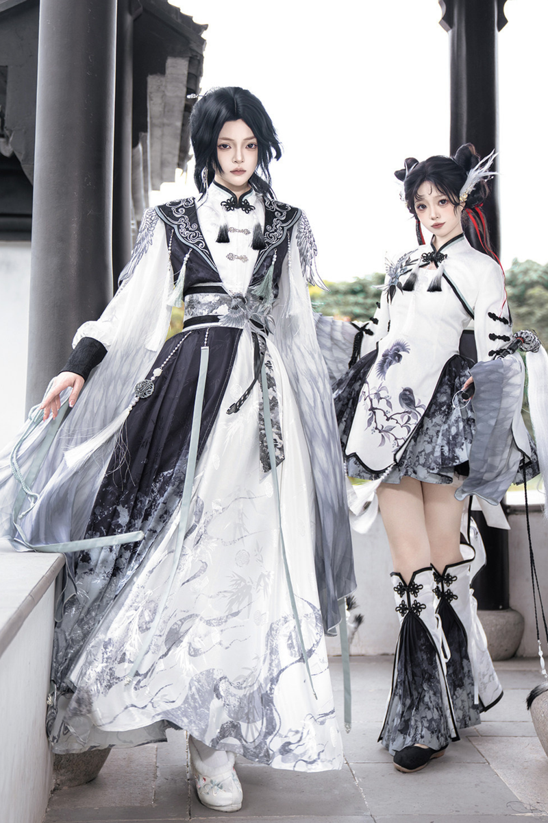 Chinese Big Sleeve Cape + Shirt + Long Skirt + Waist Belt + Chinese Top + Skirt + Camisole Dress + Leg Warmers