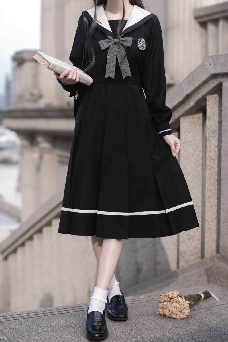 Preppy Style Dress + Ribbon + Brooch