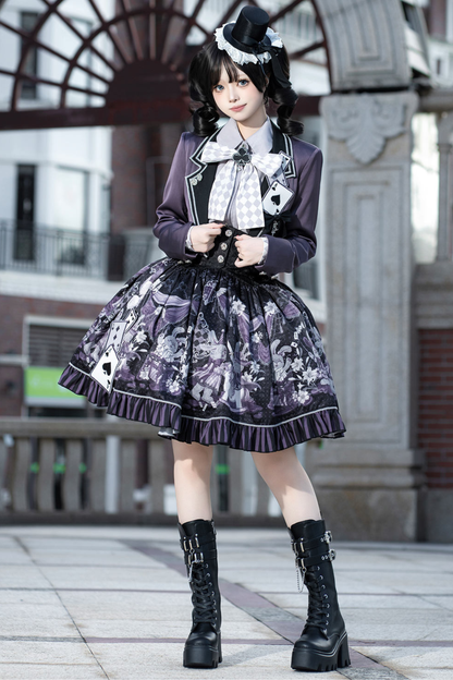 Night Alice Magic Theater Lolita Skirt + Shirt + Short Jacket