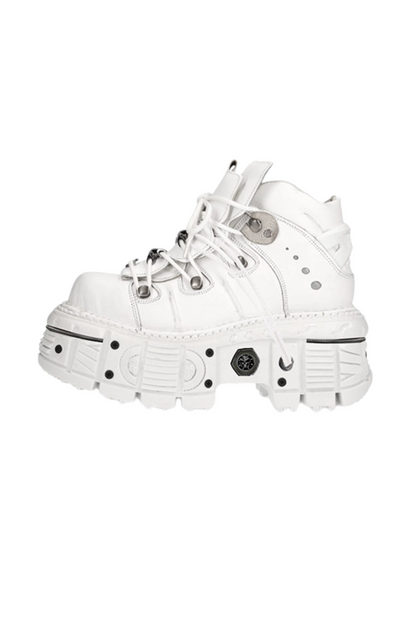 Pure White Accent Design Platform Shoes