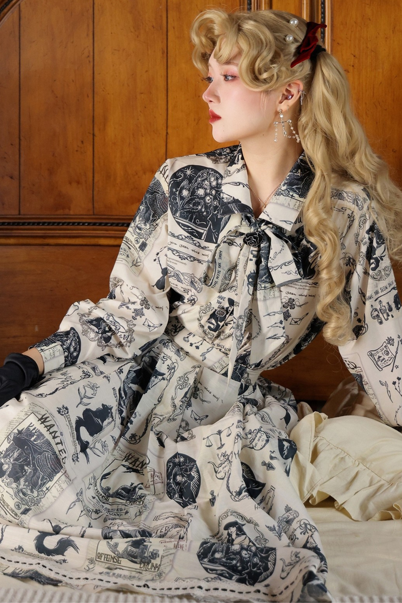 Lantern Sleeve Ribbon Handsome Blouse