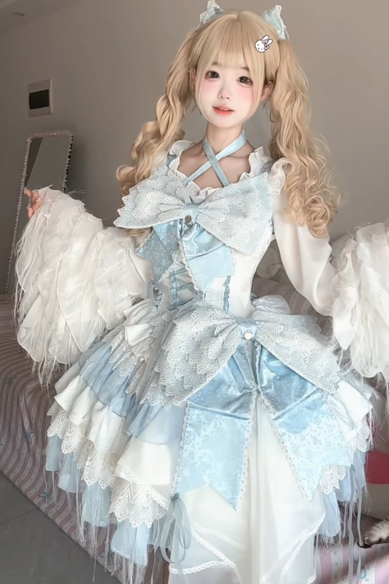 Angel Princess Jumper Skirt + Top + Veil + Hat + Hairband