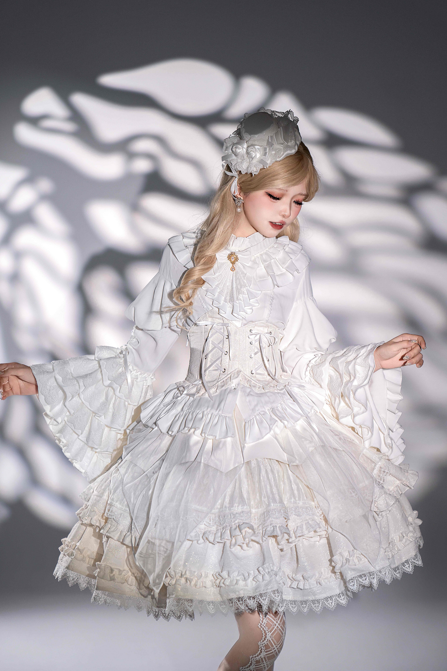 Princess Sleeve Lolita Gothic Blouse + Flare Skirt + Waist Belt