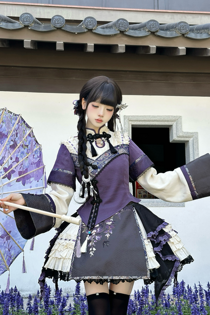 Chinese-style Girl Lolita Tops+skirt+headband+clip
