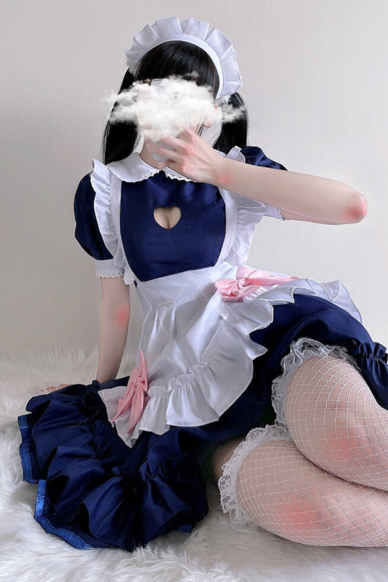 Pink Blue Loli Maid Cosplay Dress Set