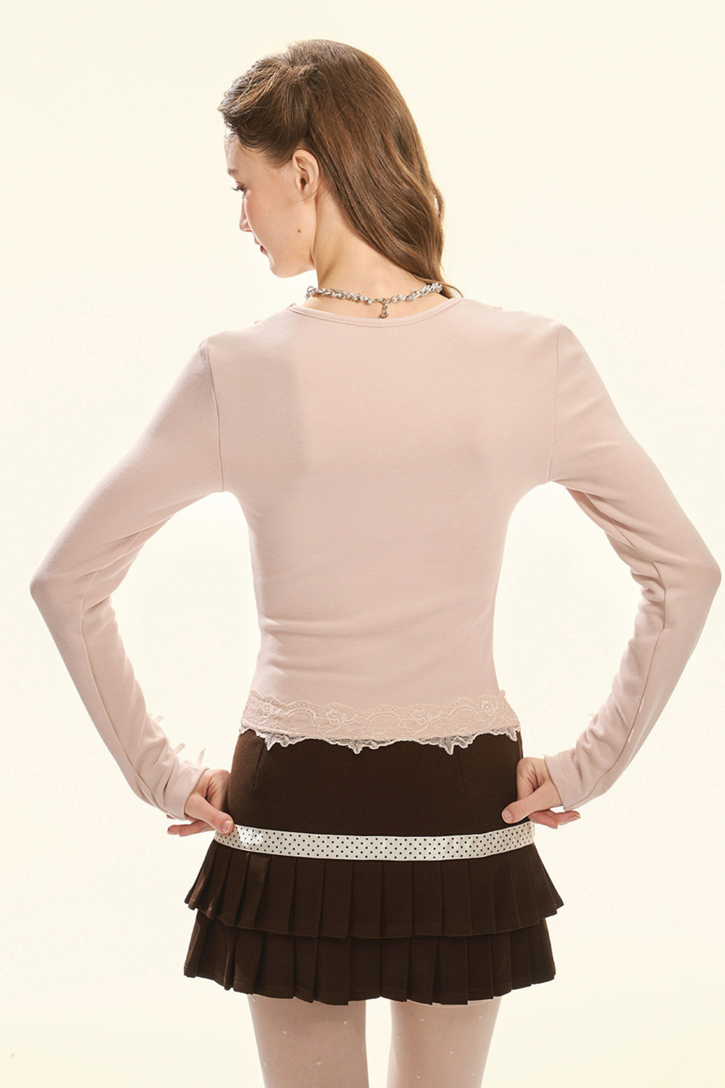 Pink Bow Velvet Knit Top