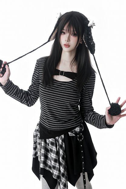 Fur Ball Fur Hooded Jacket + Top + Skirt