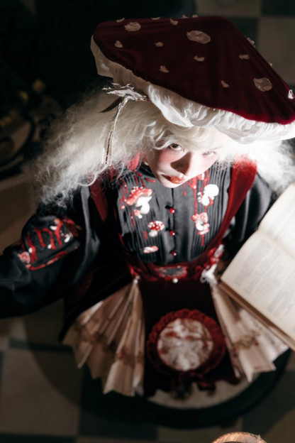 [pre-order] Japanese Style Mushroom Dark Sweet Lolita Jumper Skirt + Gown + Accessories
