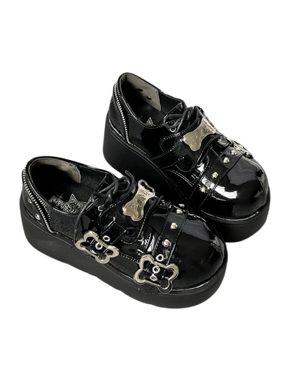 Angel Puppy Punk Style Round Toe Platform Shoes [denim/enamel]