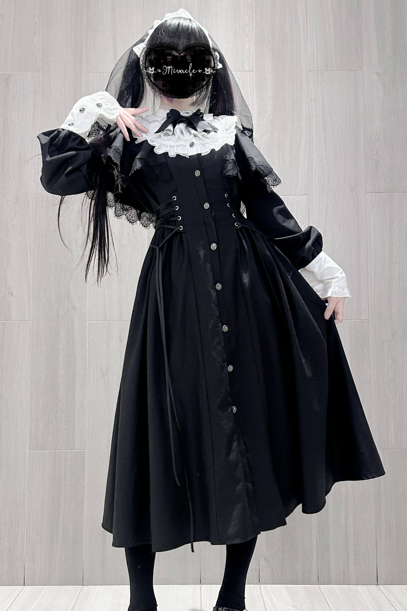 Gothic Layered Lace Long Dress