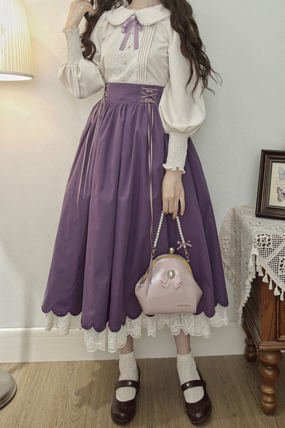 [pre-order] Retro Sweet College Shirt + High Waist Flare Skirt