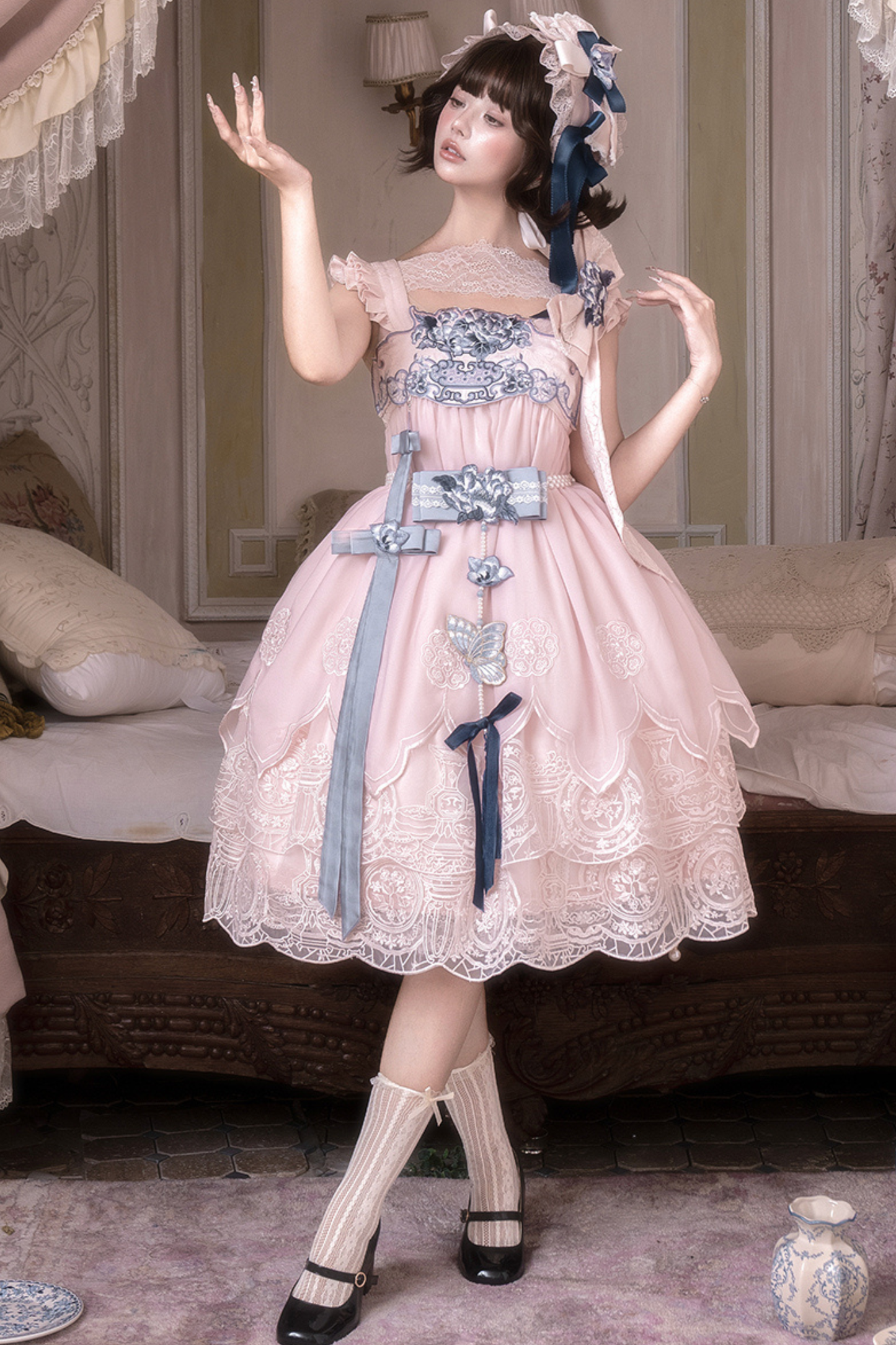 Sweet Chinese-style Suspender Dress