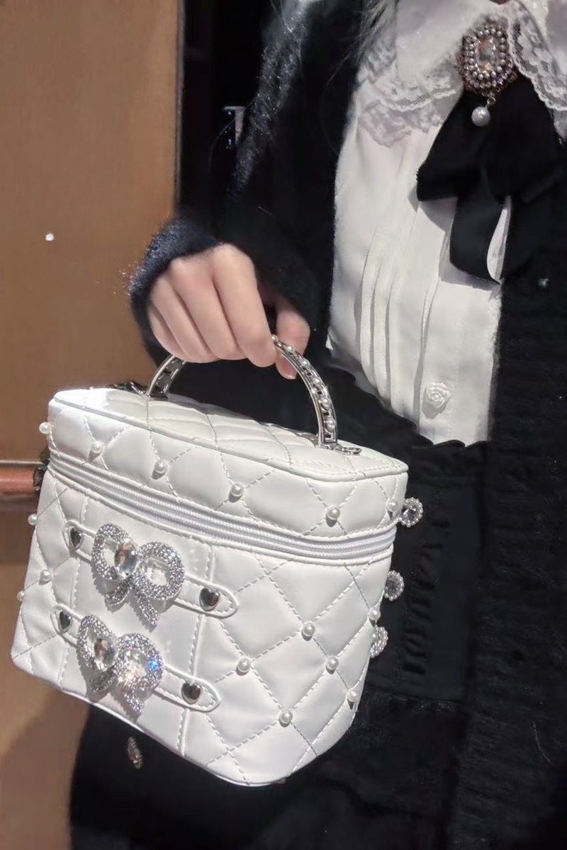 Pearl Rhinestone Lace Box Bag