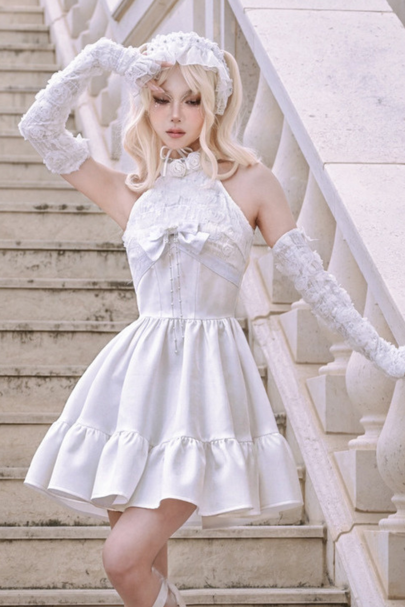 [pre-order] Fairy Pure White Neck Dress
