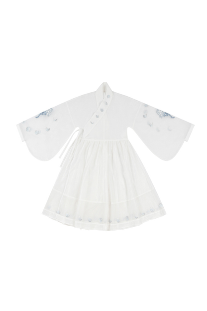 Pure White Chinese Dress + Cover Apron + Belt