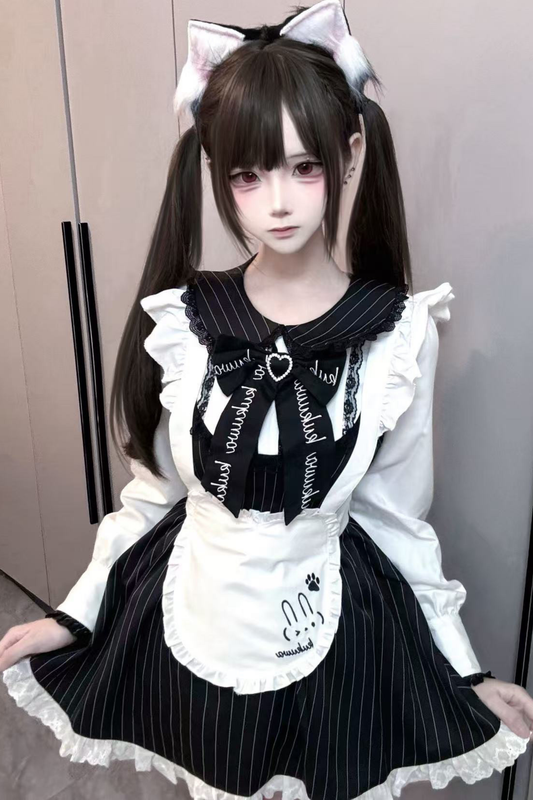 Dark Angel Lace Up Dress + Apron + Sweater