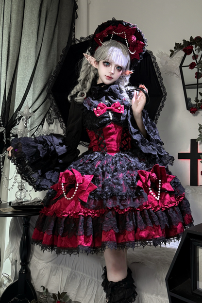 Rose Ruffle Princess Jumper Skirt + Bag Ribbon + Bonnet