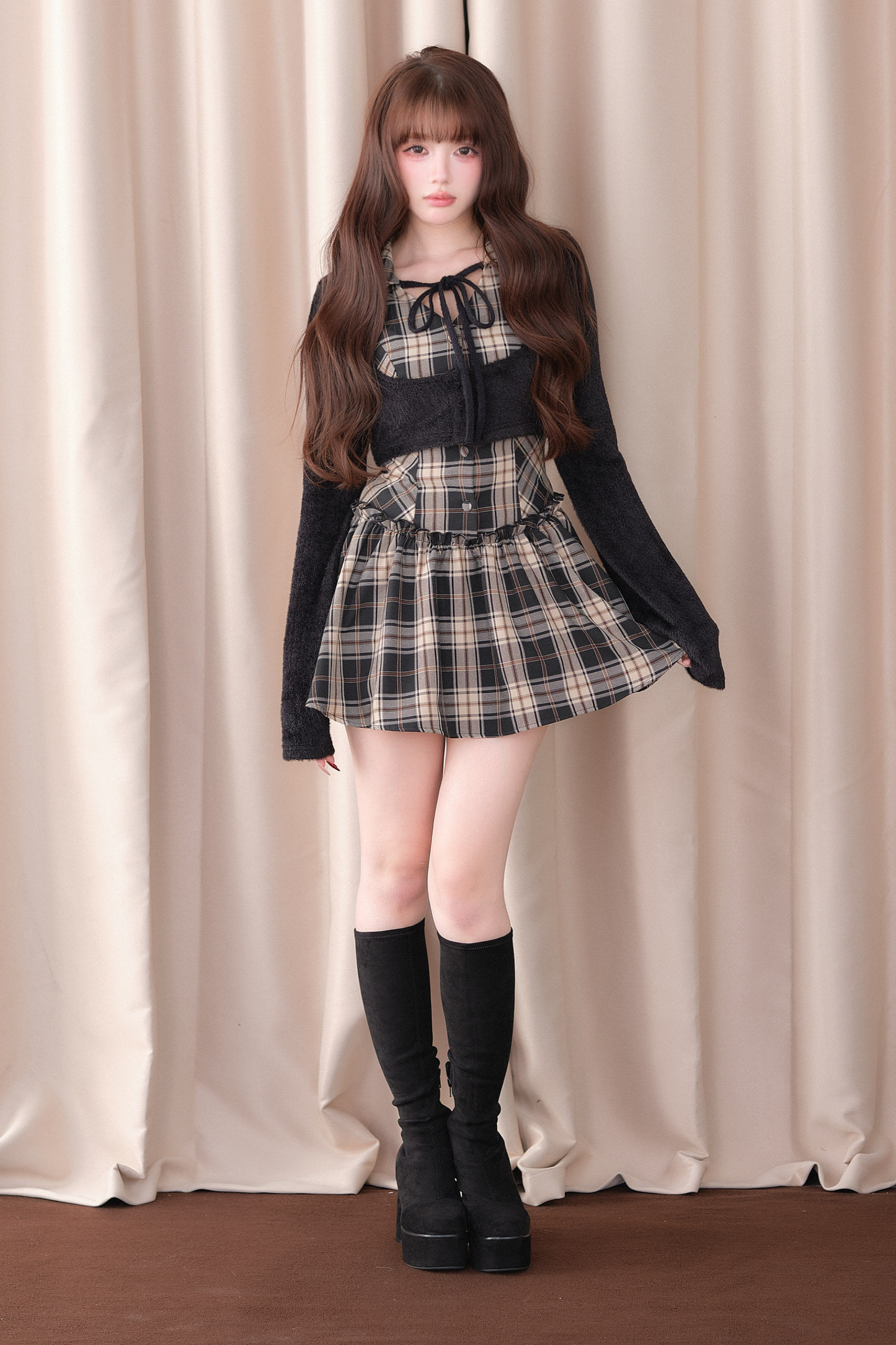 Sweet Off Shoulder Faux Two Piece Dress
