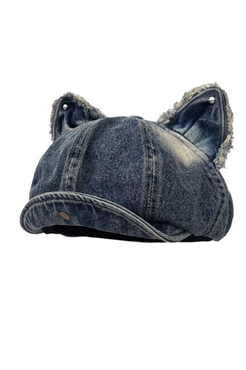 Denim Cat Ear Beret