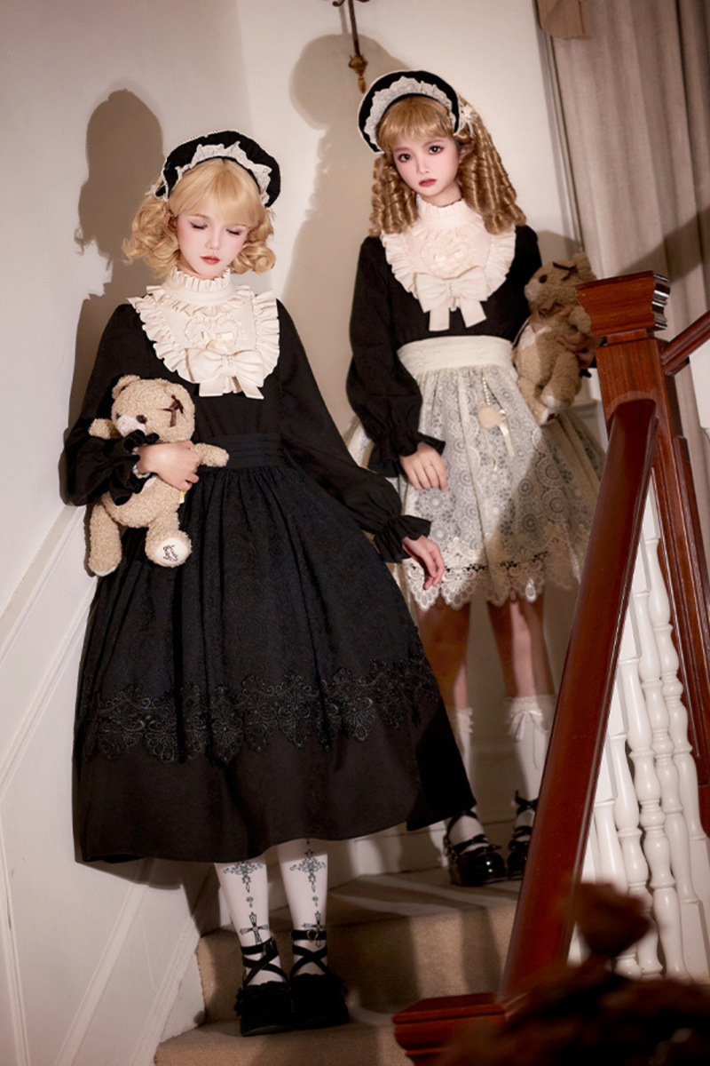 [pre-order] Dark Doll Lolita Dress + Apron + Ribbon + Headband