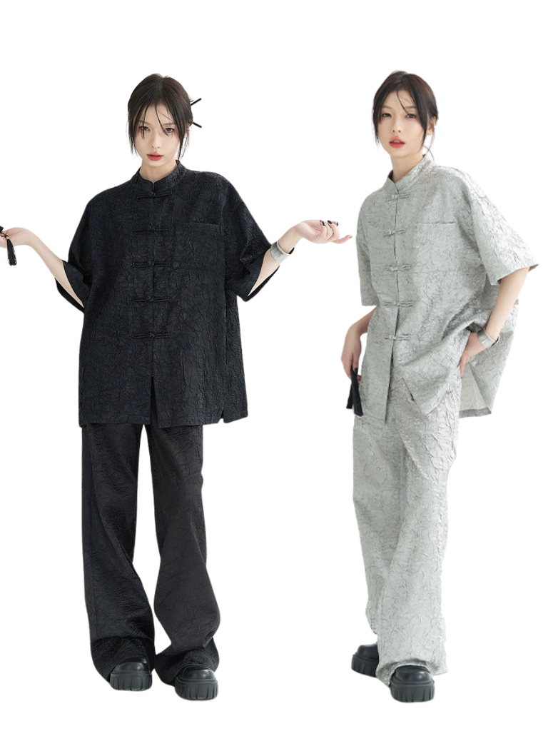 Sparkling Chinese-style Shirt Pants Suit