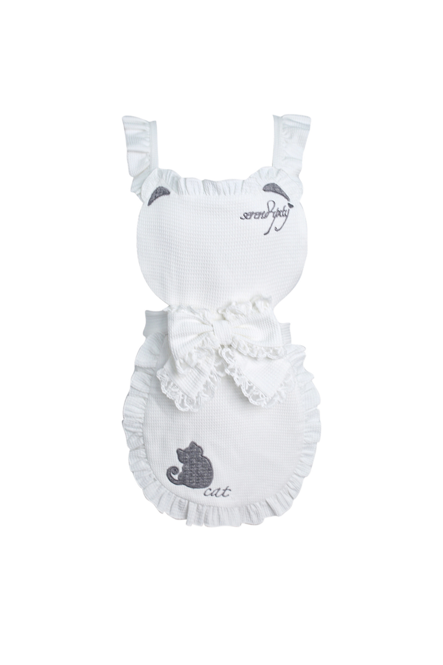 Puff Sleeve Top + Kitten Embroidered Apron + Tiered Skirt