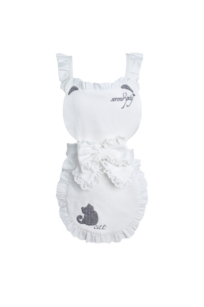 Puff Sleeve Top + Kitten Embroidered Apron + Tiered Skirt