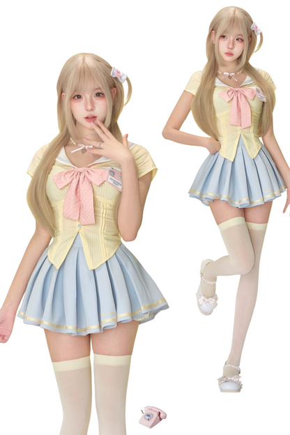 Academy Ribbon Top + Pleated Skirt