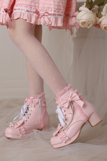 Pearl Ribbon Sweet Lolita Boot