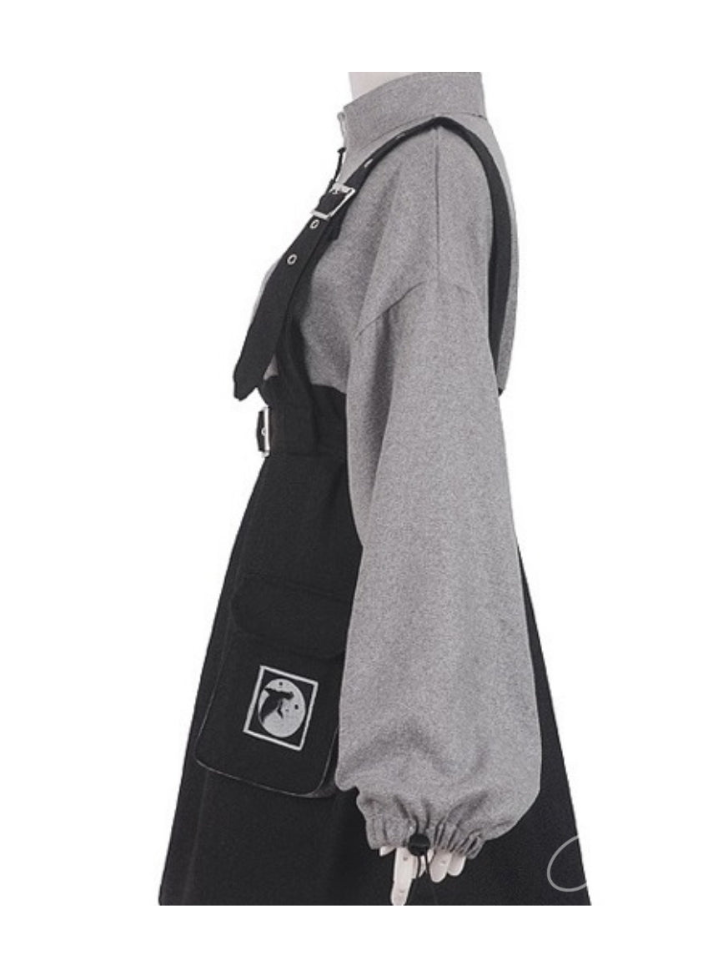 Jirai Two Tone Sweat Dress + Waist Belt