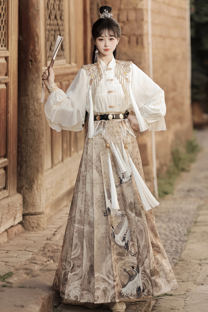 Retro China Blouse + Long Skirt