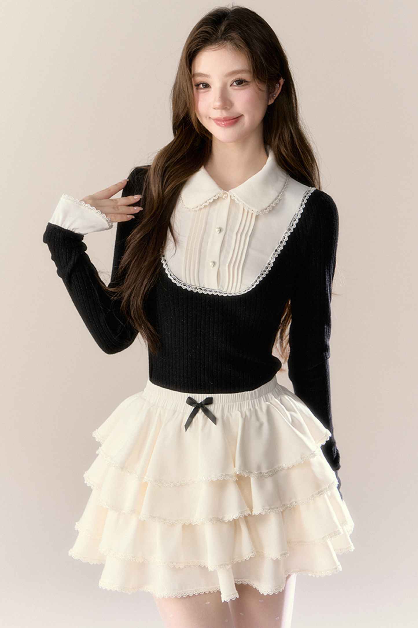French College Top + Tiered Skirt