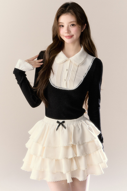 French College Top + Tiered Skirt