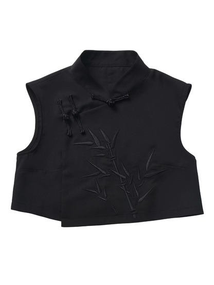 New Chinese-style Bamboo Print Black White Design Suit