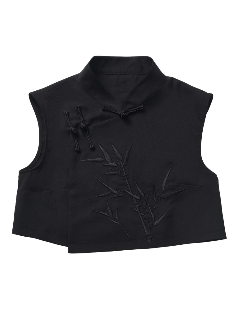 New Chinese-style Bamboo Print Black White Design Suit