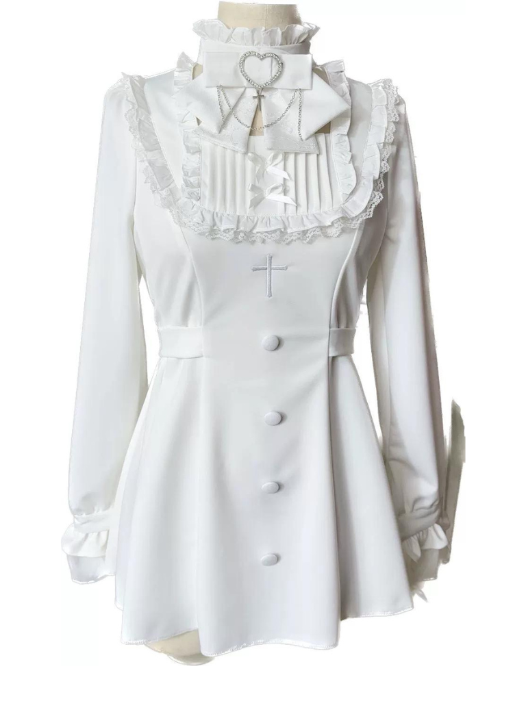 Ribbon Lace Cross Embroidery Waist Mark Dress Suit