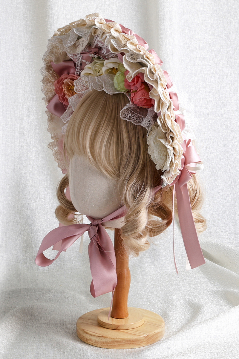 Country Bouquet Lolita Hood + Flat Hat + Clip Hat + Hair Band